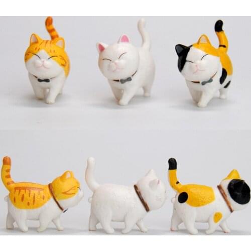 Lovely PVC Cats Figurines Sculpture Kitten Dolls Car Dashboard Ornaments