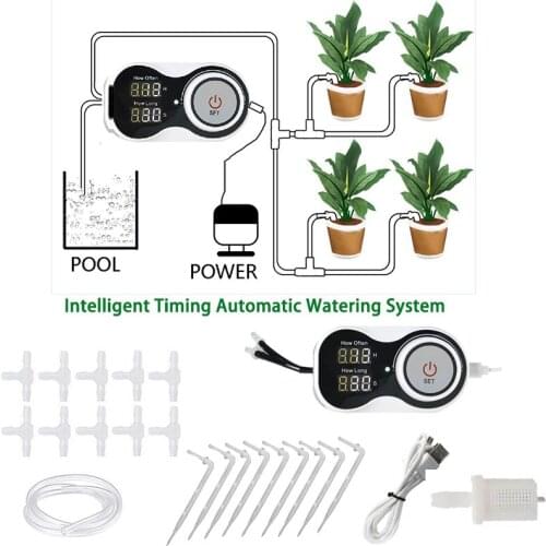 HEMAN 2021 New Intelligent Drip Irrigation System Automatic Timer Watering Device Garden Water Pump Controller for Potted Plant