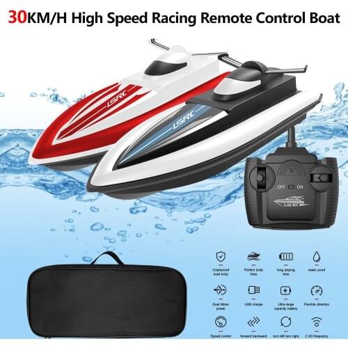 30KM/H High Speed 2.4GHz Remote Control Boat Dual Motor Waterproof Water Cycle Cooling 100M Range Bag Electric Childrens RC Toy