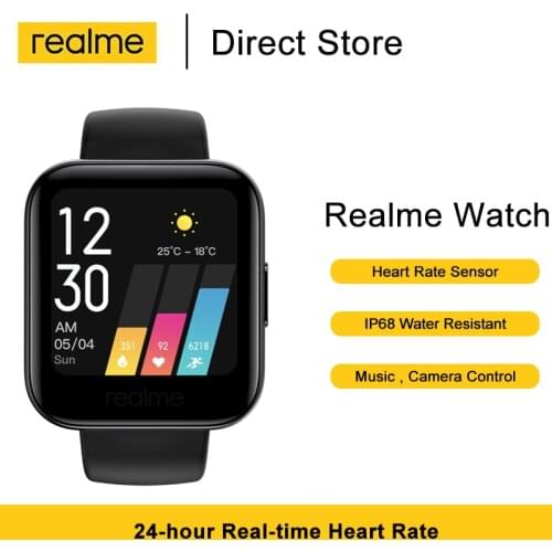 Realme Watch Smart Watch Heart Rate Blood-oxygen Monitor IP68 Sport Watch 1.4" Large Color Touchscreen