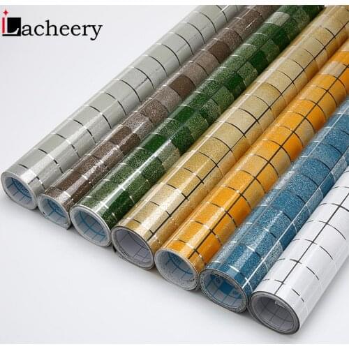 Modern PVC Self-adhesive Wallpaper Bathroom Wall Stickers Kitchen Waterproof Mosaic Tile Sticker Home Decor Film Room Decoration