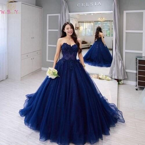 Navy Blue Sweetheart Neck Elegant Evening Dresses For Women 2019 robe de soiree Sleeveless Formal Party Long Gowns abendkleider