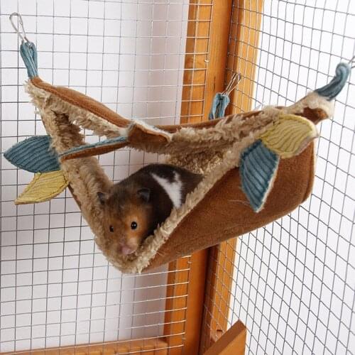 Warm Hamster Hammock Hanging Bed House Small Animal Squirrel Guinea Pig Double-layer Winter Plush Cotton Nest Pet Supplies