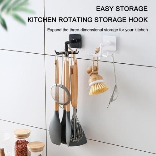 Hook Rack 360 Degrees Hanging Objects Multi-functional Rotating Storage Rack Organizer for Kitchen Bathroom