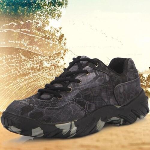 Military Fans Outdoor Python Camouflage Low Tube Tactical Shoes Jungle Hiking Climbing Ultralight Breathable Thin Sneakers Shoe