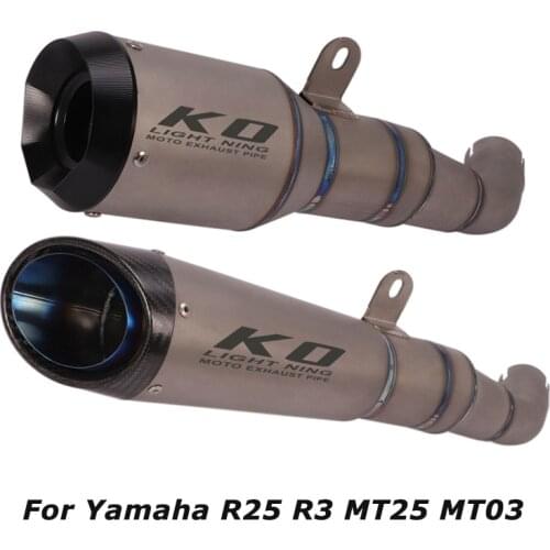 For Yamaha R25 R3 MT25 MT03 Motorcycle Titanium System Exhaust Muffler Tips Escape Pipe Mid Tail Link Pipe