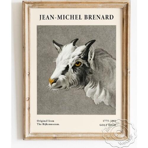 Jean Bernard Exhibition Museum Art Prints Poster, Head Of A Goat Sketch Canvas Painting, Animal Portrait Wall Picture Home Decor