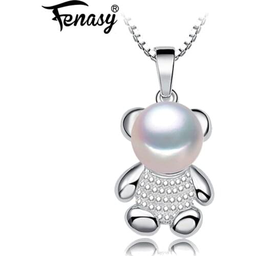 FENASY pearl jewelry natural Pearl pendant necklace bear wedding event necklace women love,best friends pendant brand jewelry