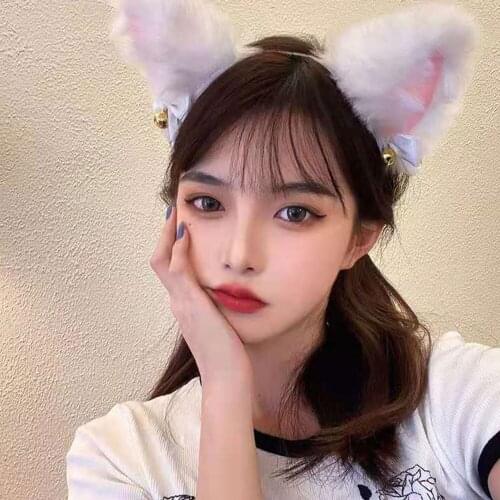Korea cute cat ears headband for girl face wash makeup plush hair bands kids hair accessories for women kawaii accessorie