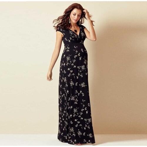Womens Floral Short Sleeve Loose Maternity Dresses Pregnancy Clothes Summer Casual Soft Waist Pleated Print lace Length Dress