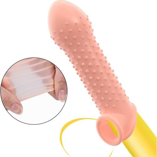 Liquid Silicone Reusable Penis Sleeve Extender Penis Cover Condom Extension Sex Toy for Men Cock Enlarger Condom Sheath Delay