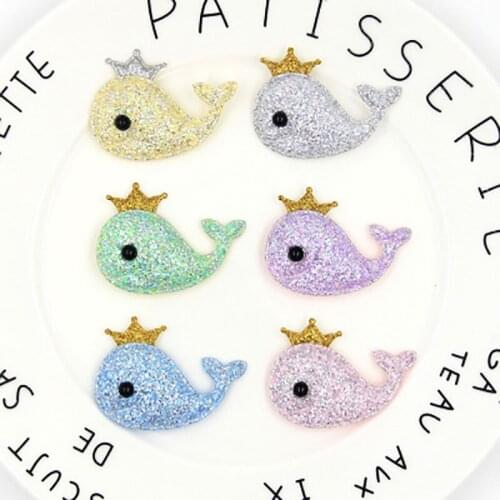 25PCS/Lot Multi Color shiny whale Padded Applique Crafts for Children Headwear Hair clip Accessories free shipping