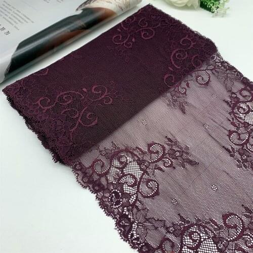 3y/lot Width 25cm Stretch Lace Trims Burgundy For Clothing Accessories Dress Sewing Applique Costume Lace Fabrics Bra Lingerie