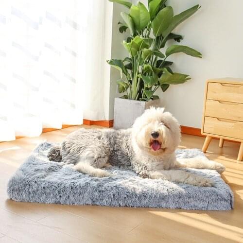 4 Colors Plush 3D Sponge Pad Foam Dog Bed Rectangular Cat Dog Mats Removable Cover Pet Mattress Cushion for Small Large Dogs
