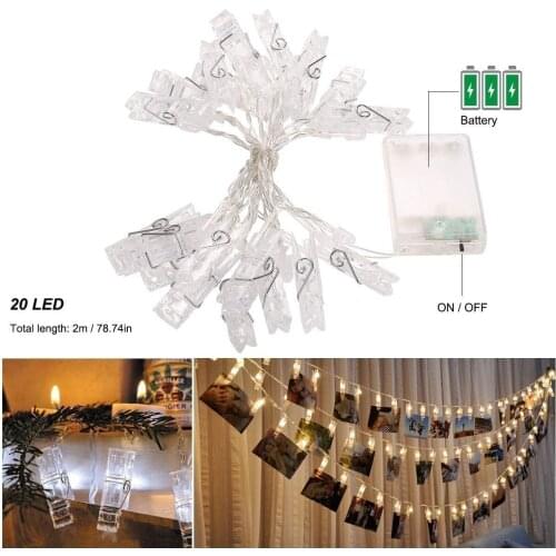 40 LED Photo Clip String Lights Battery Operated for Bedroom Hanging Cards