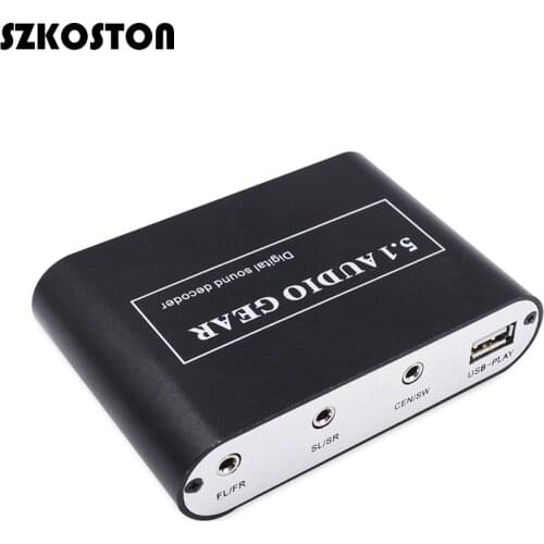 5.1 Audio Decoder Digital Sound DTS/AC3/PCM Optical to Stereo Surround Digital to Analog Converter HD 2 SPDIF 3.5 AUX Coaxial