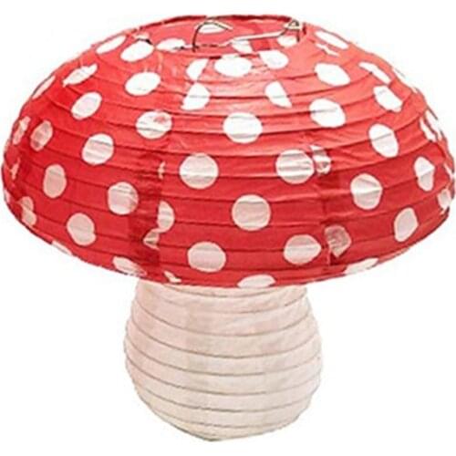 Mushroom Shaped Paper Lanterns for Forest Jungle Wonderland Theme Birthday Party Decor Hanging 3D Mushroom Decoration