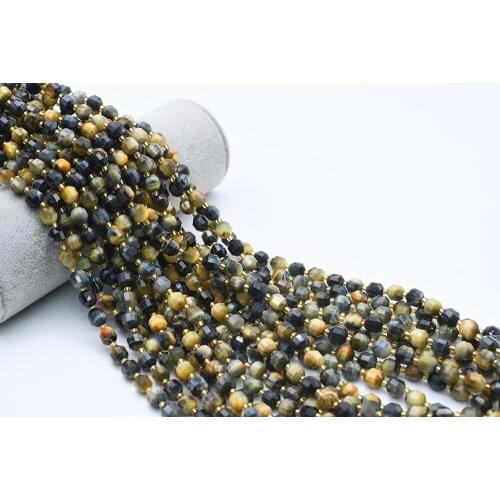 8mm AAAA Natural Faceted Dream Tiger Eye irregular round Stone Beads For DIY necklace bracelet jewelry making 15 "free delivery