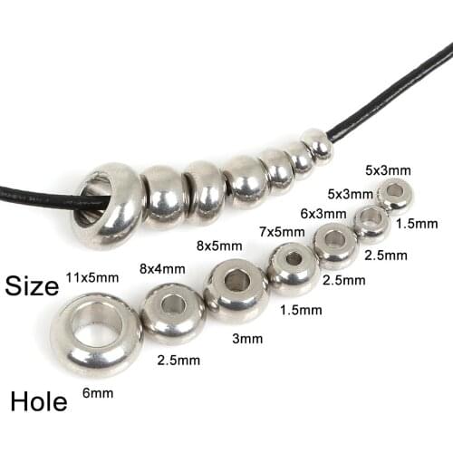 Stainless Steel Spacer Beads Metal Big Hole Beads for DIY Bracelet Necklace Earrings Handmade Jewelry Accessories