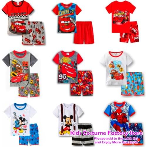 Kid Pajamas Set Cartoon Pixar Cars Lightning McQueen Mickey Baby Boy Girl Clothes Summer Childrens Sleepwear Pyjamas Pijamas Set