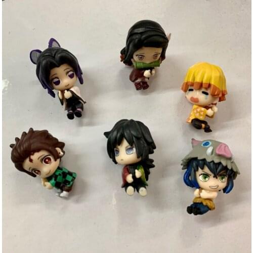 6PCS Kimetsu no Yaiba Demon Slayer Nezuko Tanjirou Zenitsu Inosuke Shinobu 3.5CM Figures Cable Protector For Android PVC Toys