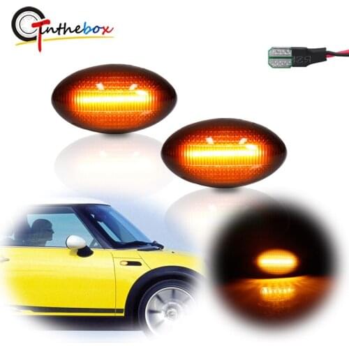 Gtinthebox Amber LED Car Front Side Marker Turn Signal Lights For 2002-2006 MINI R50/R53, 2004-2008 R52 Fender Flare Lights 12V