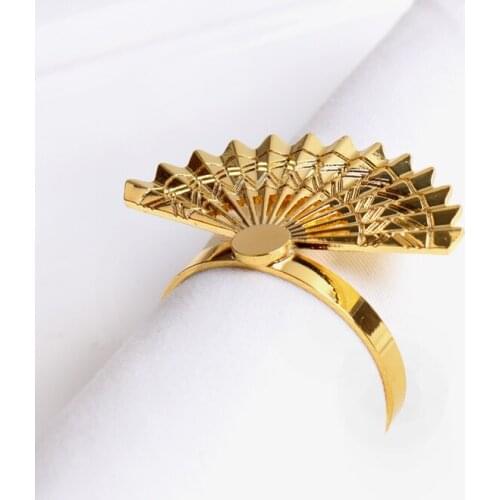 High-end hotel set table golden fan napkin button ring accessories model room kitchen decoration mouth cloth ring