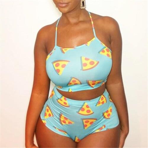 2020 Women 2 Pieces Set Blue Strap Cami Vest And Shorts Suit Summer Fashion Sexy Swimming Beach Party Slim Femal Matching Set