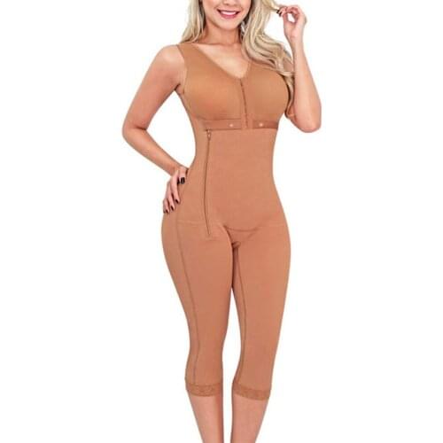 Shapewear Women Tummy Control Full Body Shaper Butt Lifter Thigh Slimmer Bodysuit Side Zipper Breast Support Long Post Surgery