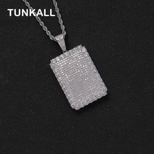 TUNKALL Brass Setting CZ Pendant Iced Out Cubic Zircon Hip Hop Gift Jewelry Men Necklaces CN330