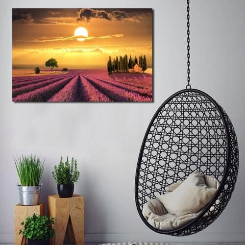 Lavender Fields Tuscany Landscape Canvas Painting Print Living Room Home Decor Modern Wall Art Oil Painting Poster Salon Picture