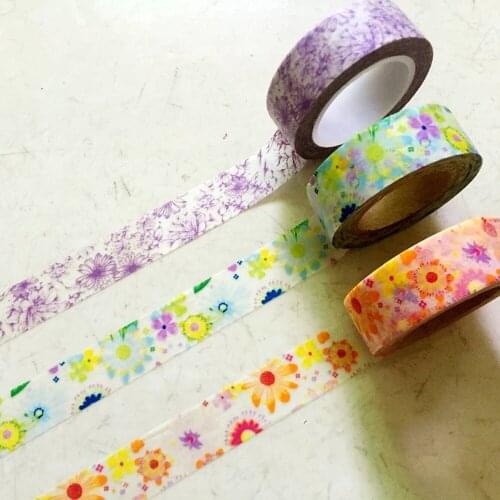 Free shipping 15mm*10m Purple Flower and Orange/Green sunflower Washi Tape /Adhesive Tape DIY Scrapbooking Masking Tape