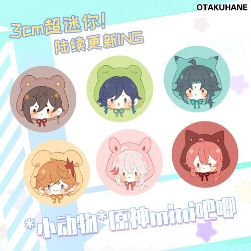 Anime Genshin Impact Diluc Xiao Kaedehara Kazuha Zhongli Acrylic Cute Head Rope Headwear Accessories Hair Ring Badge Brooch Pins