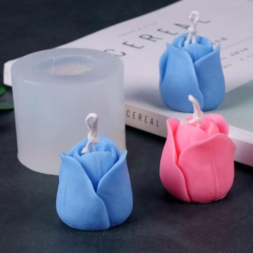 Mini 3D Tulip Candle Mold Handmade DIY Flower Soap Silicone Mold Chocolate Cake Mold Resin Plaster Silicone Mold Soap Forms