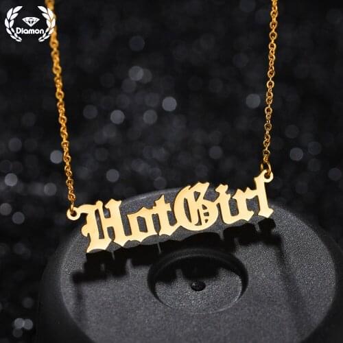 Diamon Fashion Customized Old English Font Custom Letter Necklaces For Women Men Personalized Letter Gold Pendant Nameplate Gift