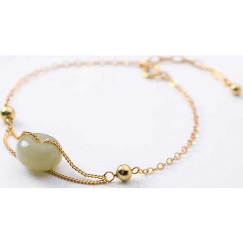 Fashion Gold Color Chain Bracelets Green Stone Charm Bracelets For Women Jewelry Gifts Accessories 2021