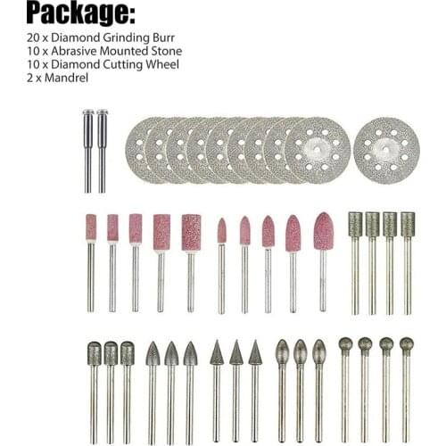 New 42Pcs Electric Diamond Grinder Drill Bit Cutting Carving Bit Set Rotary Tool Polishing Head Wheel Tool Grinding Accessories