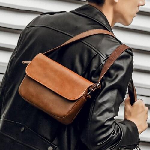 2021 Japanese style chest bag new edition mens small bag leather mens shoulder bag pu bag shoulder bag wallet