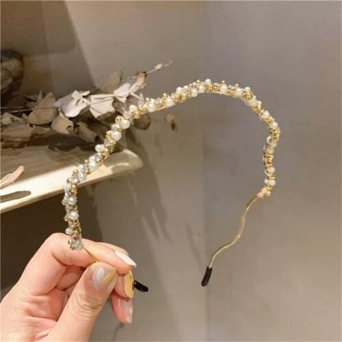 Alloy Colorful Crystal Pearl Headbands For Women Diamond Hair Accessories Hairbands for Girls Crown Hairband Head Wrap