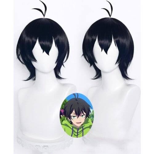 Sk8 the Infinity Miya Cosplay 32cm Wig Short Black Wig Cosplay Anime Cosplay Wigs Heat Resistant hair Wigs Halloween + Wig Cap