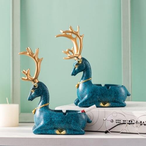 Nordic Resin Deer Ashtray Home Office Desktop Decoration Ashtray European Ornaments Key Jewelry Storage Box Gift For Boyfriend