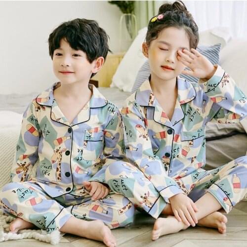 Girls Pajamas 2021 Spring Cotton Girls Pyjamas Set For Children Autumn Long Sleeve Cotton Boys Homewear Kids Christmas Sleepwear