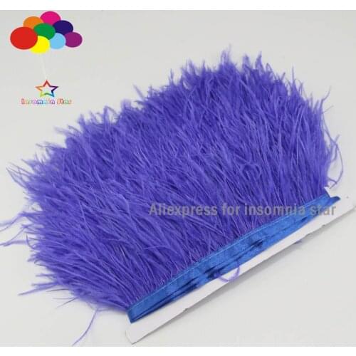 Sapphire Natural Ostrich Feather Trimming Ribbon for DIY Wedding Dresss Craft Feather Fan Flecos Para Coser