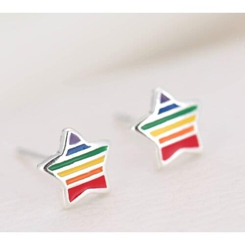REETI 925 Sterling Silver Star colours Earrings For Women New Trend Personality Lady Fashion Jewelry
