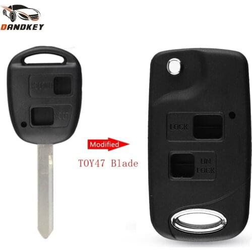 Dandkey 2 Button Folding Remote Key Shell Flip Fob Case For Toyota Yaris Carina Corolla Avensis RAV4 Avalon Echo TOY47 Blade