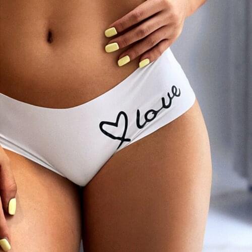SP&CITY Love Letter Ice Silk Sexy Womens Underwear Low Waist Sports Lingerie Thin Satin Panties Crotch Cotton Seamless Briefs