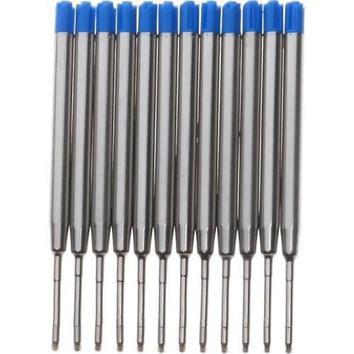 10 Pcs/Pack Metal Ballpoint Pen Refill Smooth Fine 1.0mm Blue Ink Medium Roller Ball Office Back to School Series Stationery