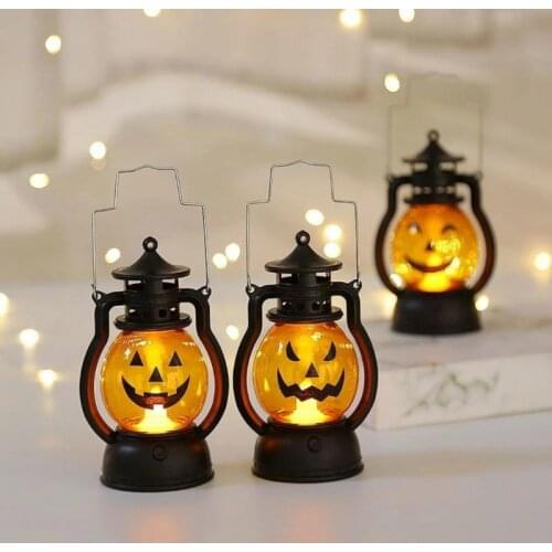 Pumpkin Skull LED Pony Lantern Halloween Decoration Prop Creative Holiday Bar Party Light LED Oil Lamp Prop