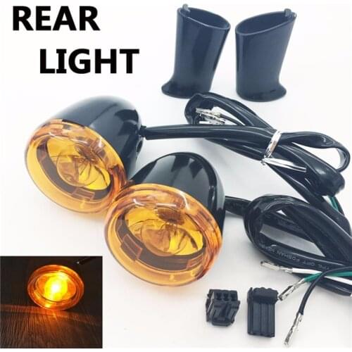 Motorcycle Rear Turn Signals Lights With mount Brackets for harley Sportster XL 883 1200 Nightster Super Low 1992-2017 Black