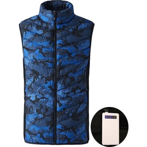 3 Colors Men Electric Heating Vest Winter Thermal Warm Heated Camouflage Jacket Fishing Big Size L-5XL Waistcoat 2018 New